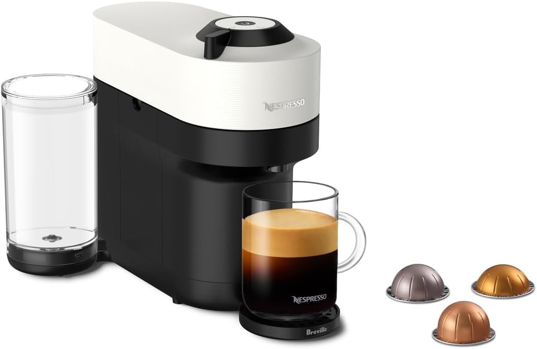 Nespresso Vertuo Pop Plus Coffee/Espresso Machine - Dark Grey/Coconut White/Red
