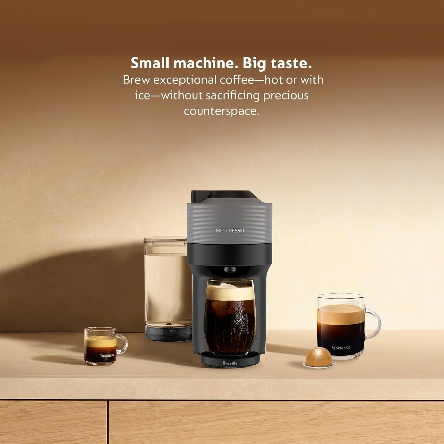 Nespresso Vertuo Pop Plus Coffee/Espresso Machine - Dark Grey/Coconut White/Red