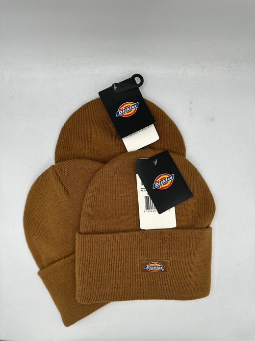 3 PACK Dickies Knit Cuffed Beanies Hat Brown - One size - Unisex - Acrylic - New