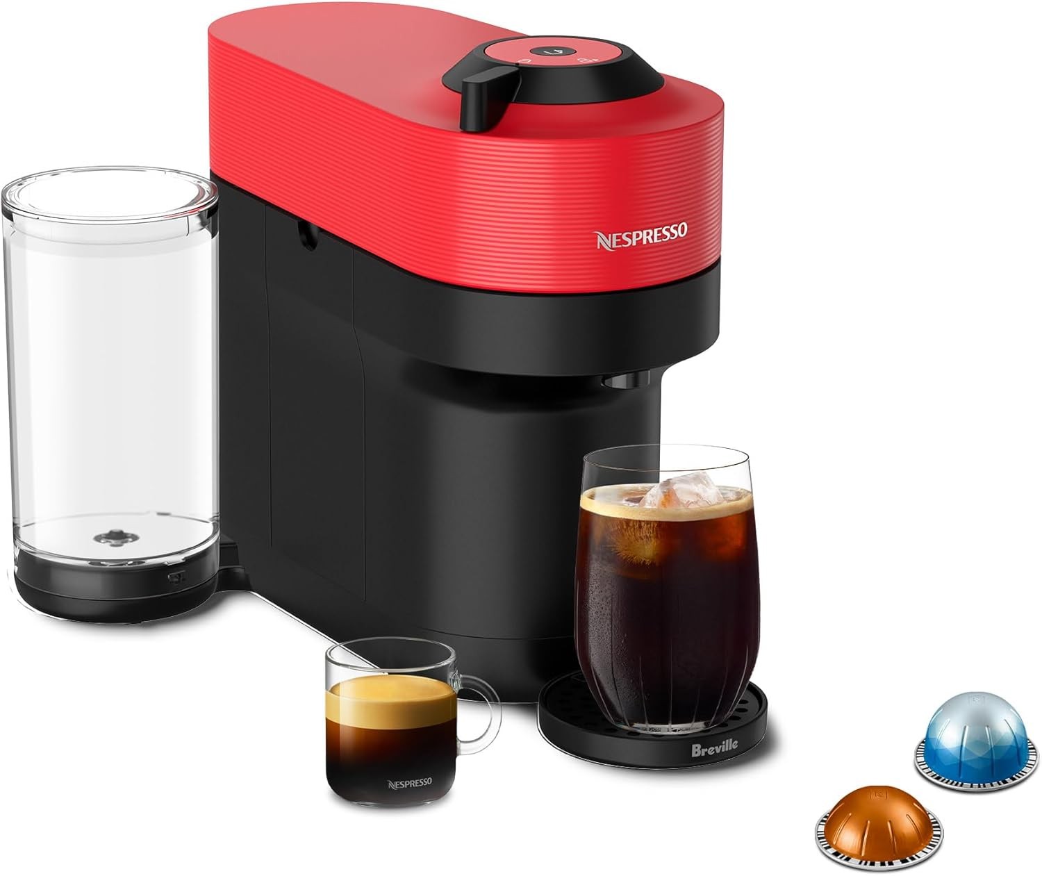 Nespresso Vertuo Pop Plus Coffee/Espresso Machine - Dark Grey/Coconut White/Red