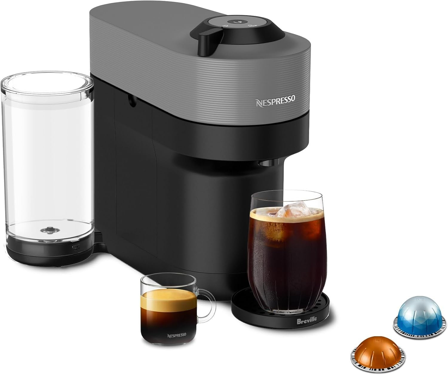 Nespresso Vertuo Pop Plus Coffee/Espresso Machine - Dark Grey/Coconut White/Red