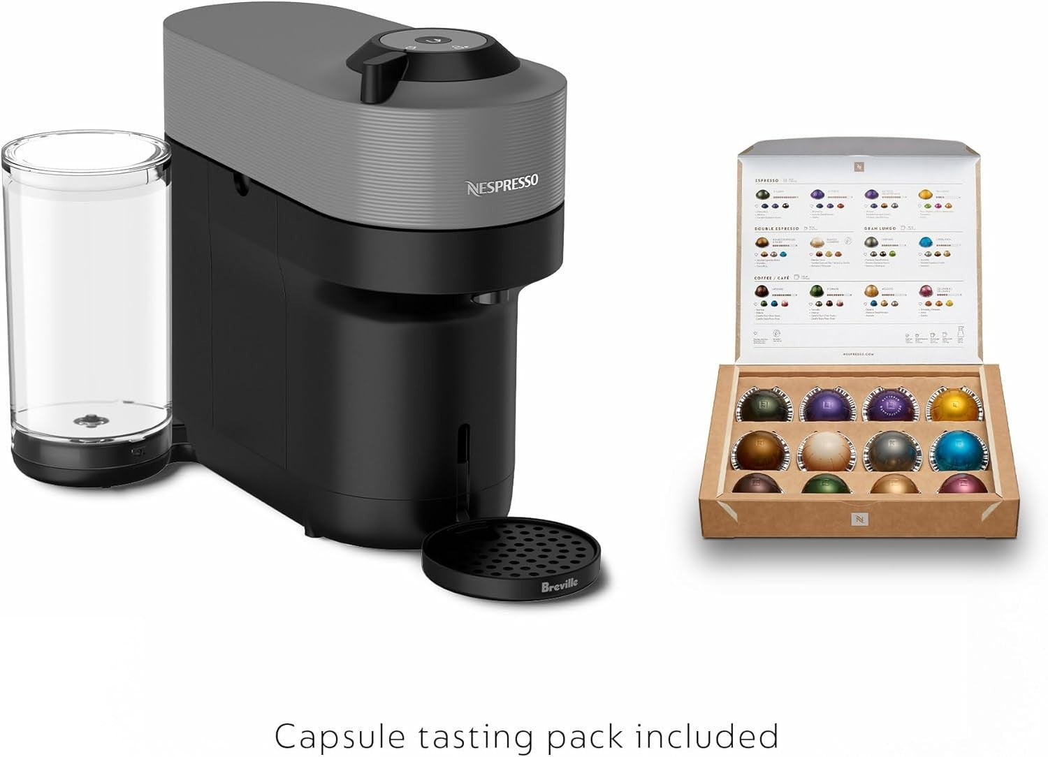 Nespresso Vertuo Pop Plus Coffee/Espresso Machine - Dark Grey/Coconut White/Red