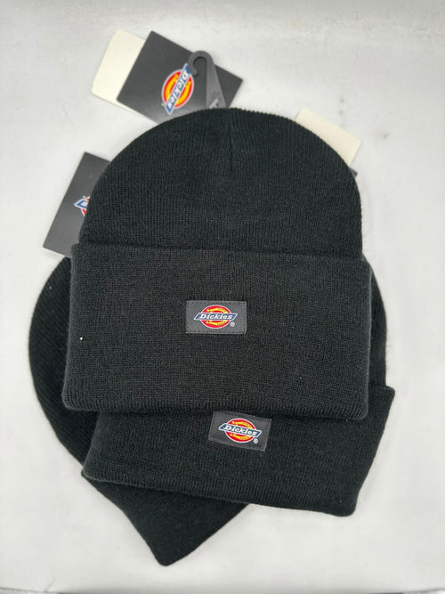 3 PACK Dickies Knit Cuffed Beanies Hat Black - One size - Unisex - Acrylic - New