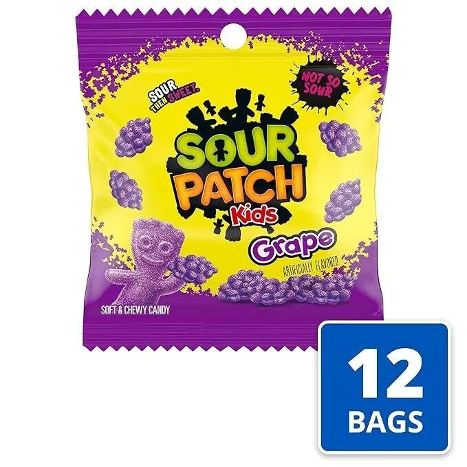SOUR PATCH KIDS Grape Candy 5.43oz (154g) - Pack of 12 - Free Shipping