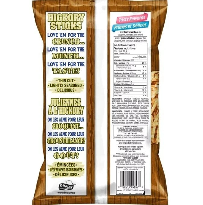 Hostess Hickory Sticks Original Chips 275g Large Bag Fresh (4 Pack) - Free Ship