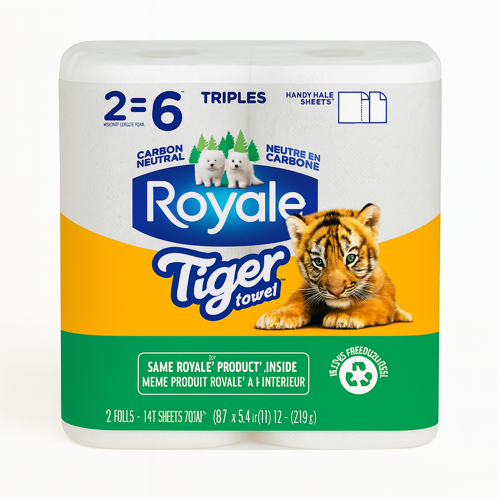 6 Packs of 2 Rolls Royal Tiger Paper Towels 147 Sheets