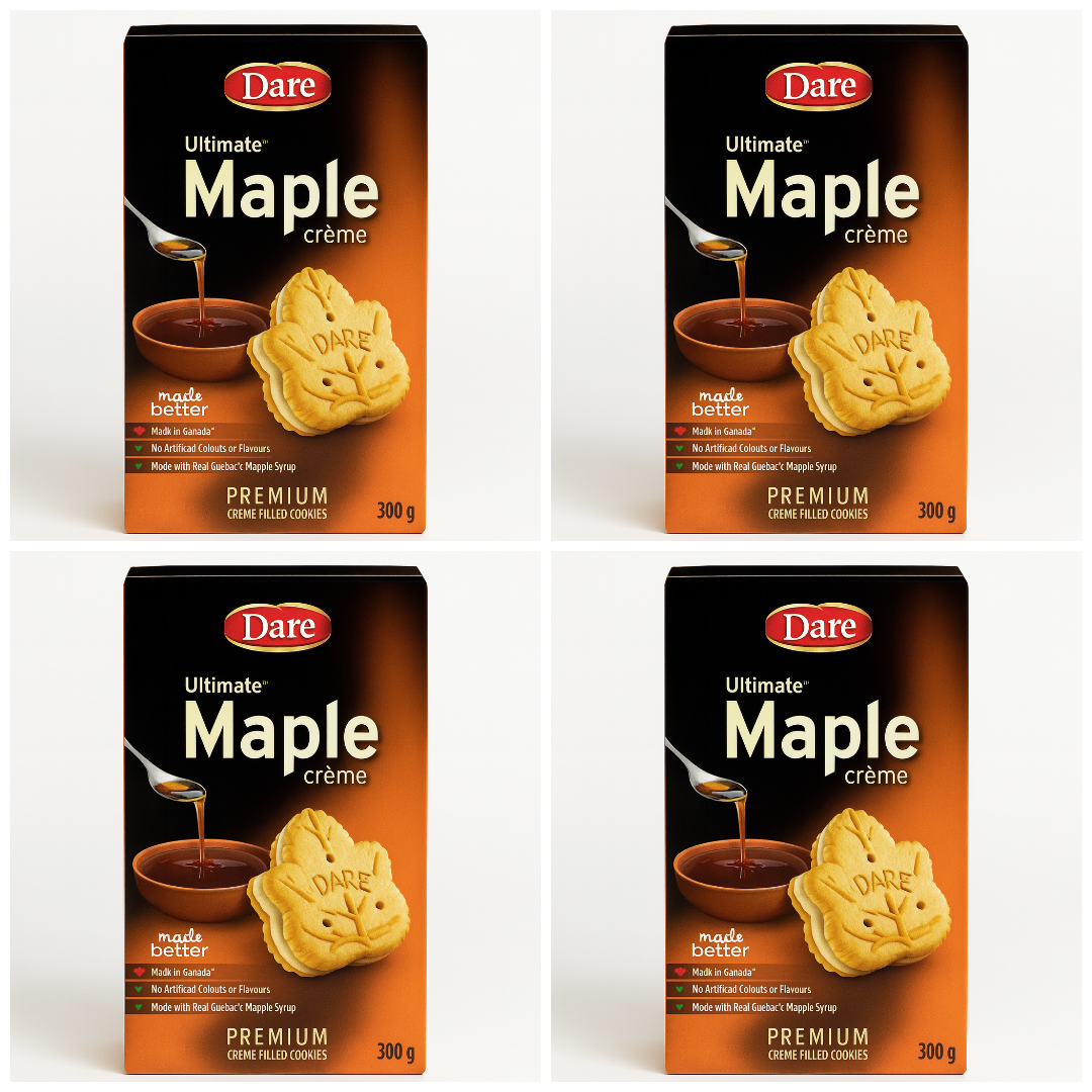 4-Pack Dare Ultimate Maple Creme Cookies (300g) Canada Sweet Biscuit Snack Syrup