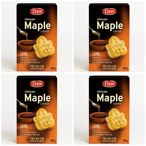 4-Pack Dare Ultimate Maple Creme Cookies (300g) Canada Sweet Biscuit Snack Syrup
